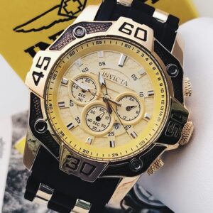 Reloj Invicta Bolt Hombre Negro Dorado Correa Silicona Elegante