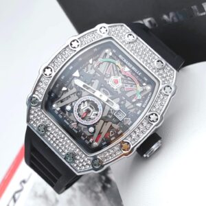 Reloj Hombre Automático Esqueleto Negro Blanco Acero Inoxidable