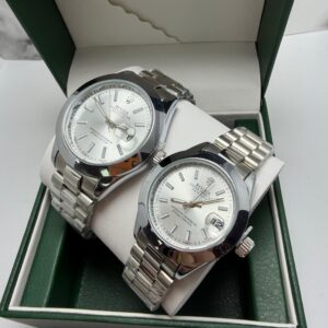 Relojes Pareja Estilo Clásico Elegante Acero Inoxidable Set Dúo
